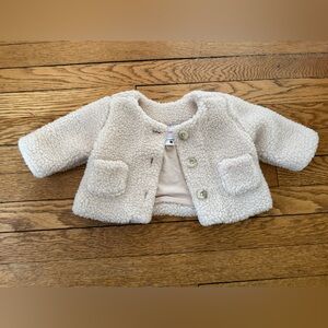 Hanna Andersson Cream Sherpa Jacket - Size 0-3 Months